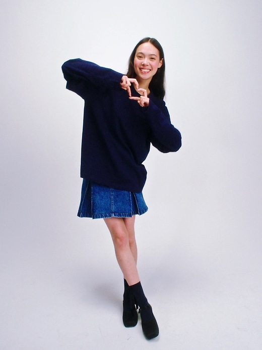 minigonna in denim plissettato gap × sandy liang