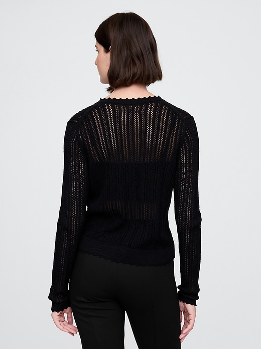 cardigan in misto lino con lavorazione a traforo