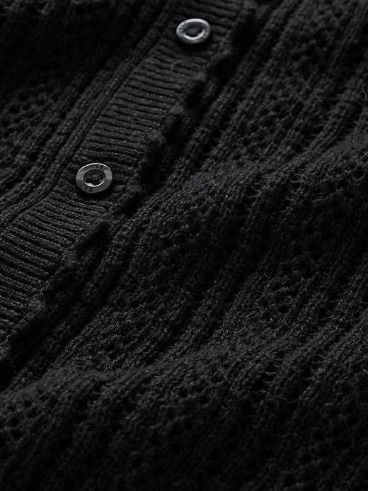 cardigan in misto lino con lavorazione a traforo