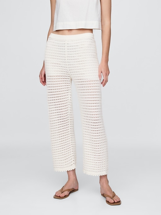 pantaloni alla caviglia alluncinetto in 100 cotone