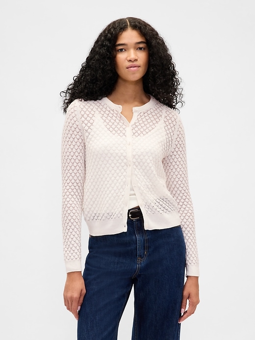 cardigan elasticizzato cashsoft pointelle