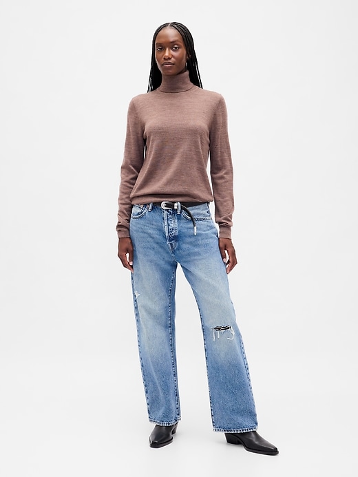 maglione a collo alto in lana merino al 100