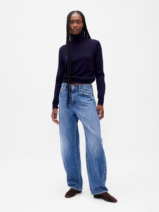 maglione a collo alto in lana merino al 100