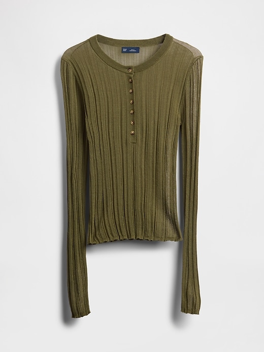 maglione henley a coste trasparenti
