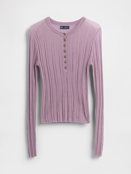 maglione henley a coste trasparenti