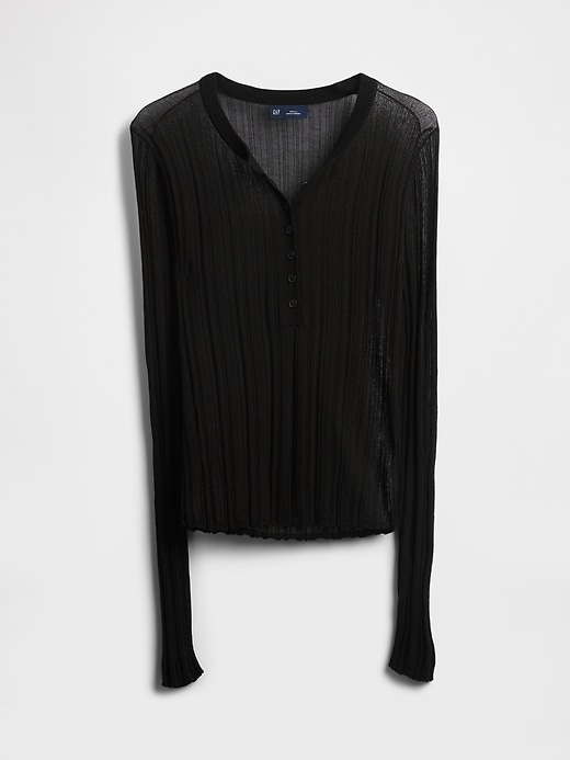 maglione henley a coste trasparenti