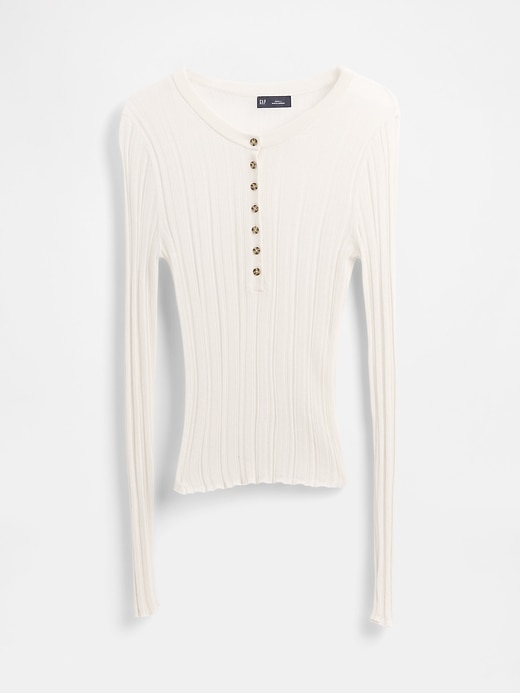 maglione henley a coste trasparenti