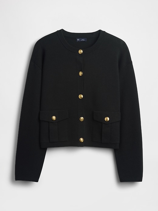 maglione cardigan con tasche in misto cotone