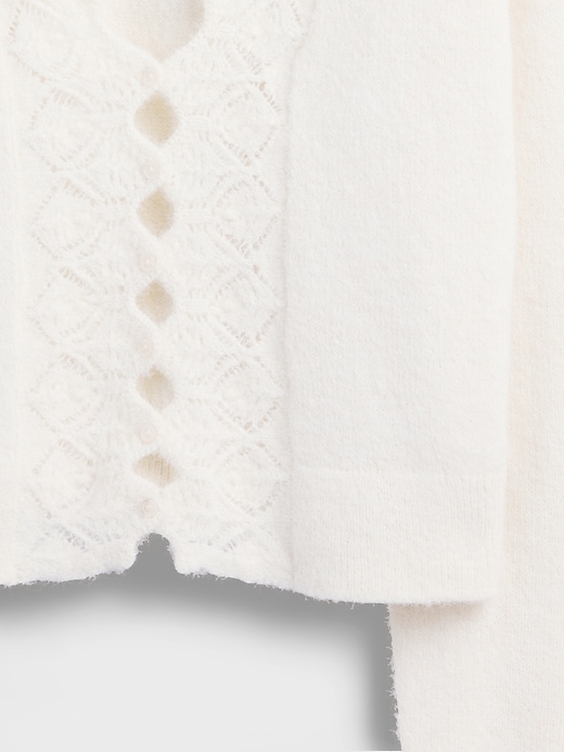 cardigan corto smerlato traforato e sfocato