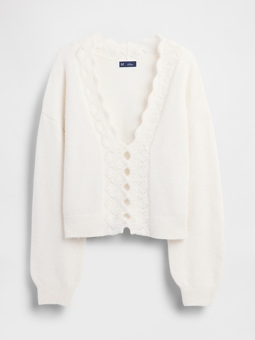 cardigan corto smerlato traforato e sfocato