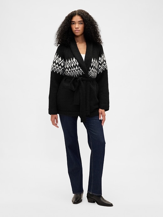 cardigan scialle fair isle in misto lana