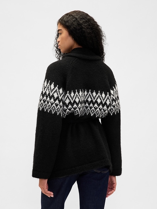 cardigan scialle fair isle in misto lana