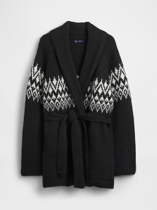 cardigan scialle fair isle in misto lana