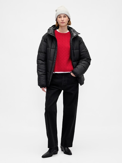 maglione girocollo in maglia a trecce cashsoft
