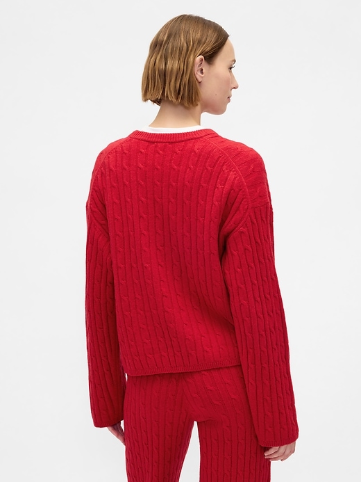 maglione girocollo in maglia a trecce cashsoft