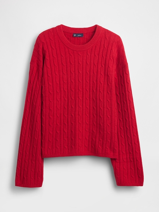 maglione girocollo in maglia a trecce cashsoft