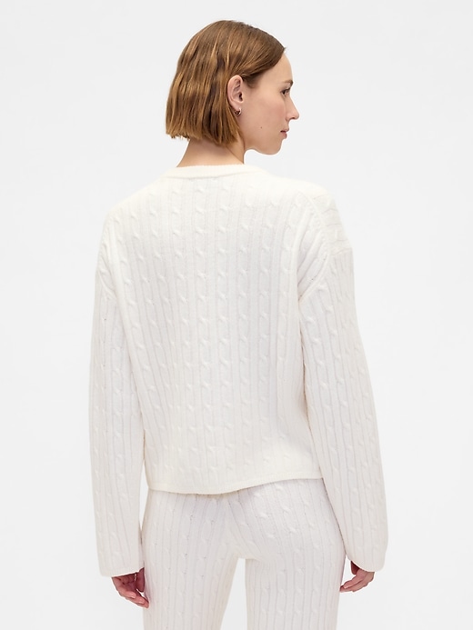 maglione girocollo in maglia a trecce cashsoft
