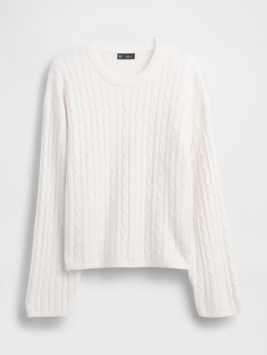 maglione girocollo in maglia a trecce cashsoft
