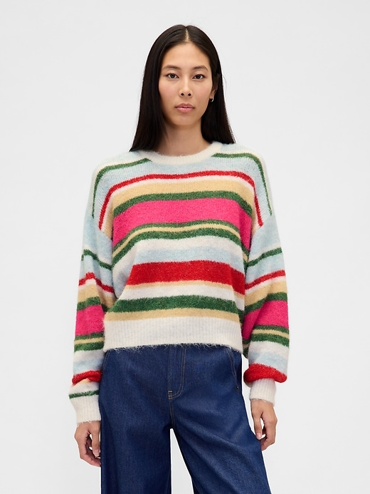 maglione girocollo oversize peloso