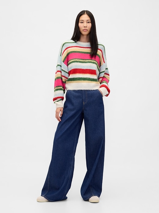 maglione girocollo oversize peloso