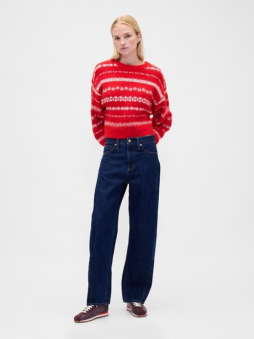 maglione girocollo oversize peloso