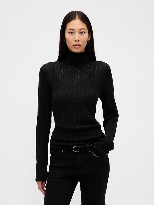 maglione dolcevita traforato