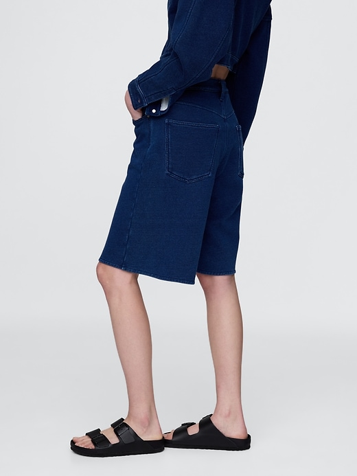 pantaloncini lunghi in denim french terry a vita media da 11