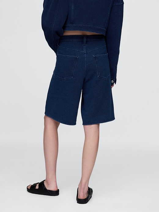 pantaloncini lunghi in denim french terry a vita media da 11
