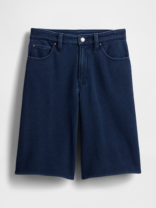 pantaloncini lunghi in denim french terry a vita media da 11