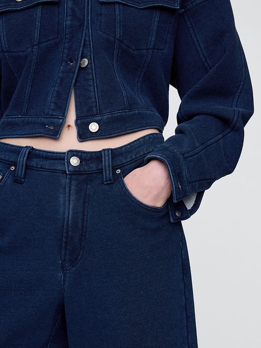 pantaloncini lunghi in denim french terry a vita media da 11