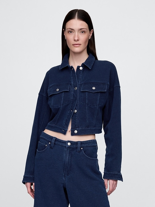 giacca corta in denim french terry icon