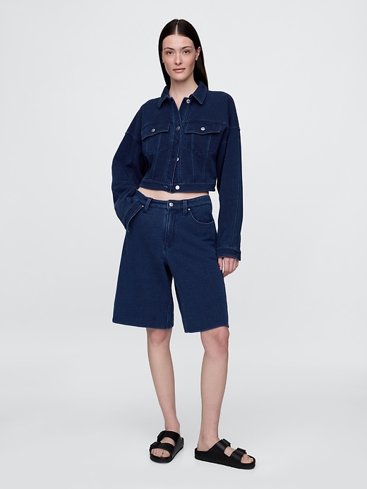 giacca corta in denim french terry icon