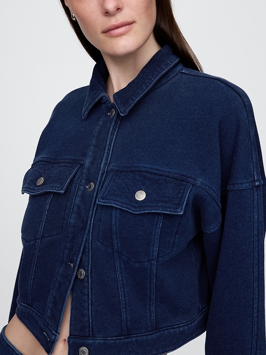 giacca corta in denim french terry icon
