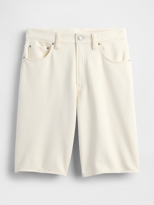 pantaloncini lunghi in denim french terry a vita media da 11