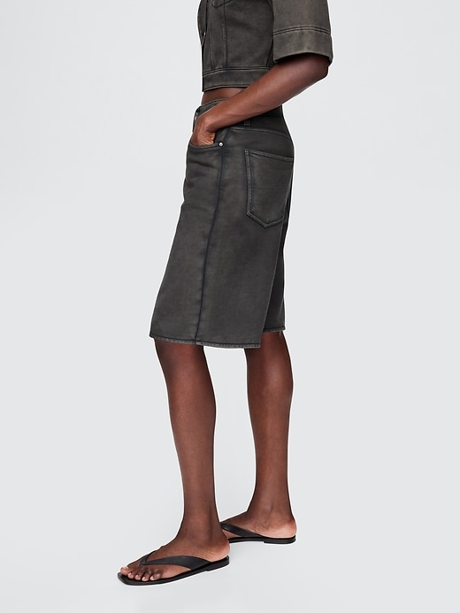 pantaloncini lunghi in denim french terry a vita media da 11