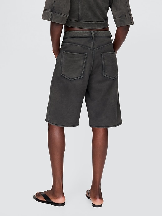 pantaloncini lunghi in denim french terry a vita media da 11