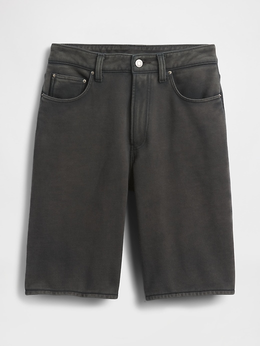 pantaloncini lunghi in denim french terry a vita media da 11