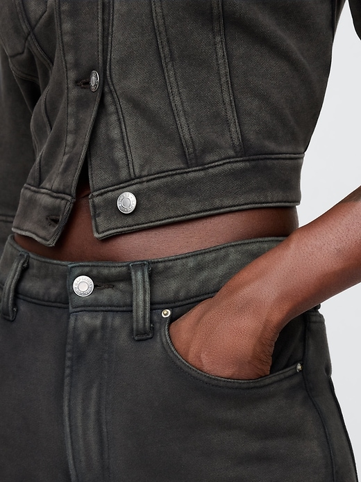 pantaloncini lunghi in denim french terry a vita media da 11
