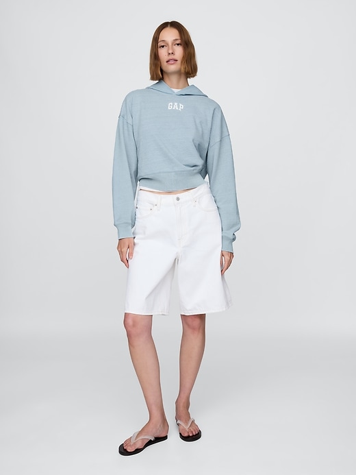 felpa con cappuccio corta americana french terry