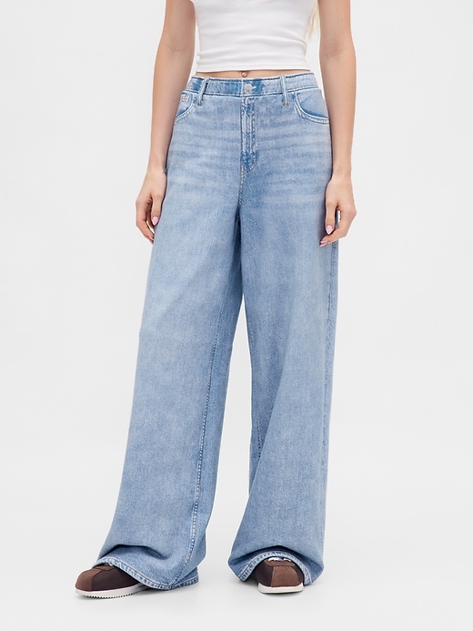jeans larghi in maglia stampata