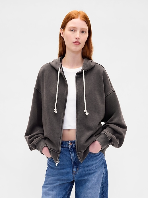 felpa con cappuccio oversize in french terry pesante