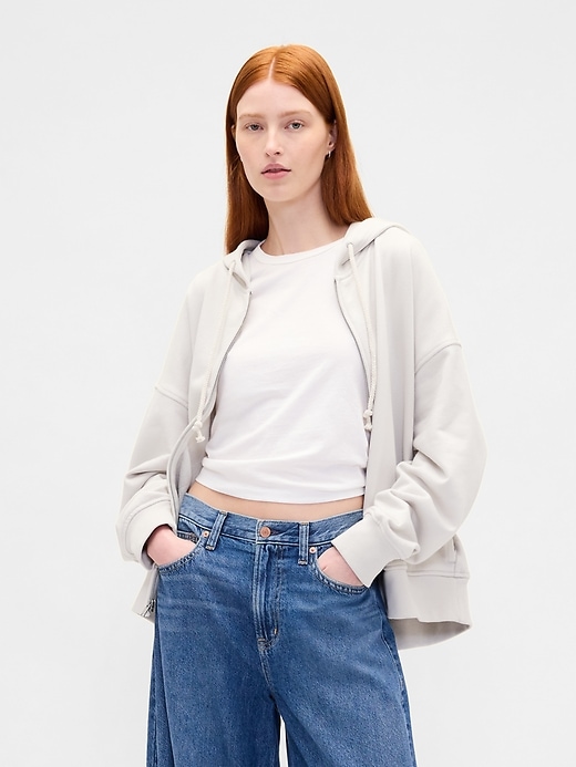 felpa con cappuccio oversize in french terry pesante