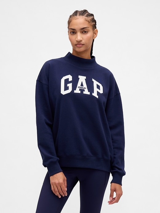 felpa oversize con collo alto e logo in spugna francese pesante