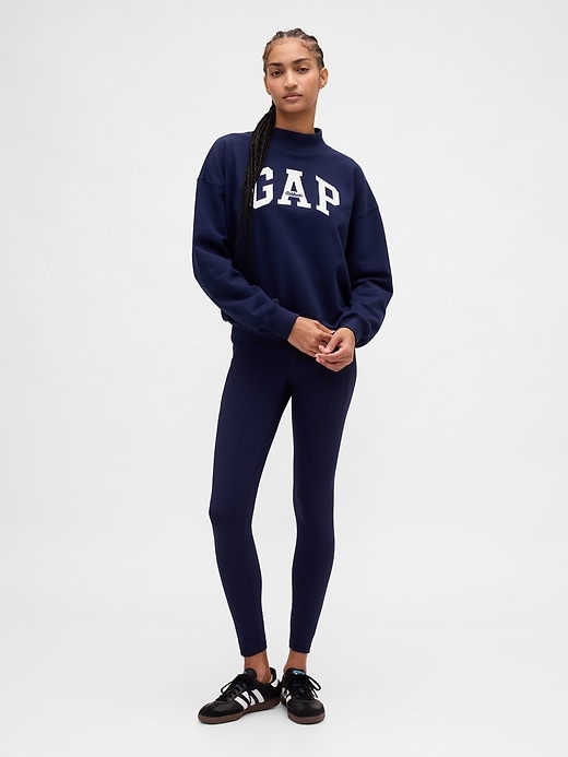 felpa oversize con collo alto e logo in spugna francese pesante