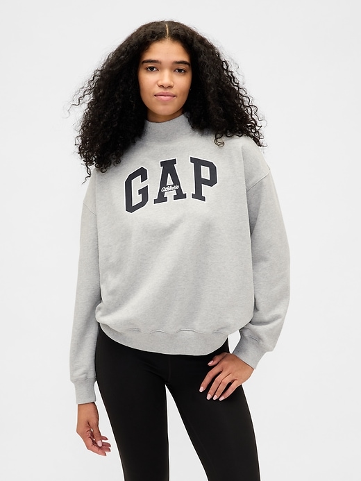felpa oversize con collo alto e logo in spugna francese pesante