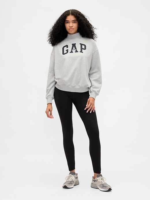 felpa oversize con collo alto e logo in spugna francese pesante