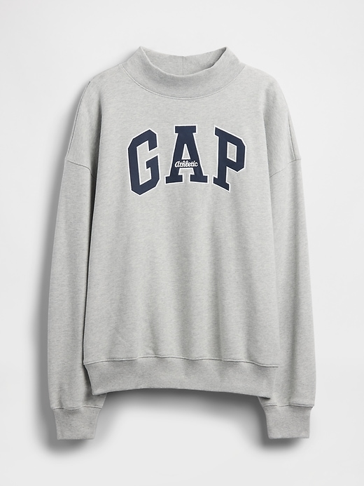 felpa oversize con collo alto e logo in spugna francese pesante