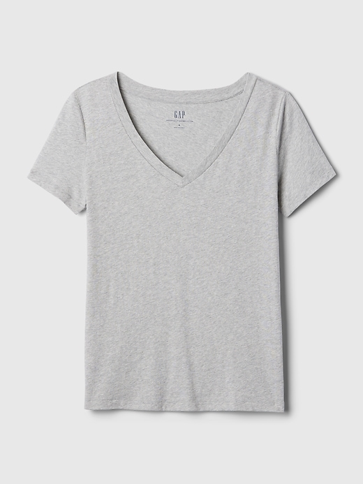 t-shirt vintage in cotone biologico con scollo a v