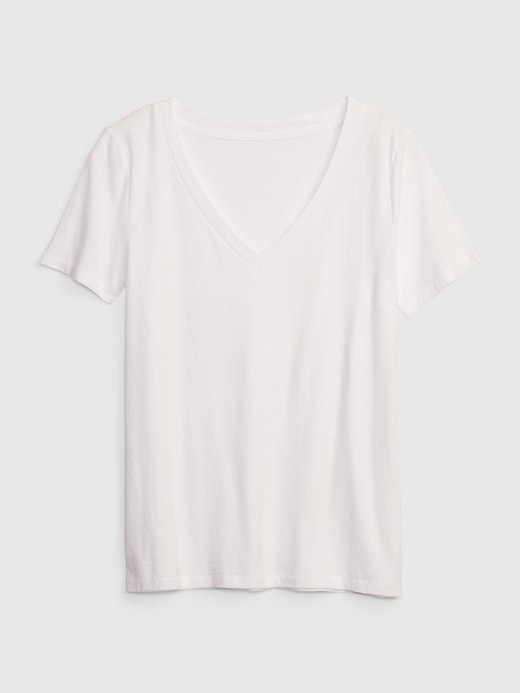t-shirt vintage in cotone biologico con scollo a v