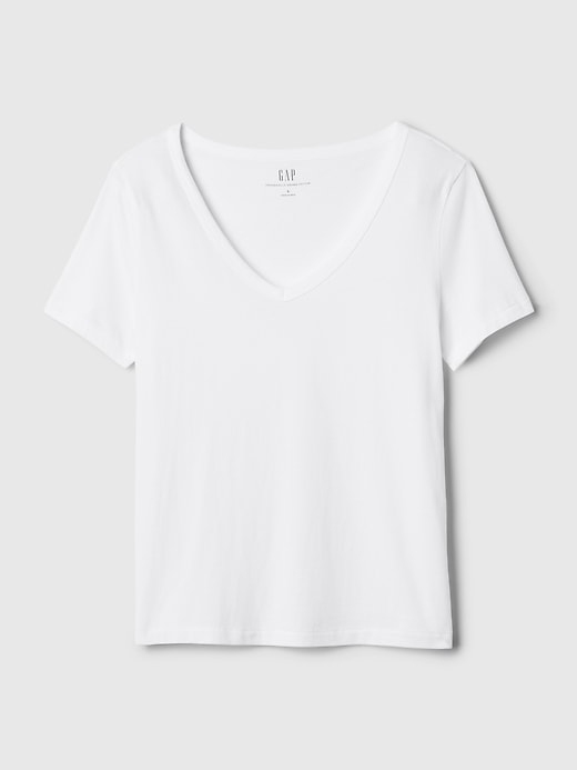 t-shirt vintage in cotone biologico con scollo a v